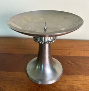 Vintage Candle Holder - Bombay Silver-Tone Metal Pedestal